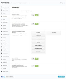 Salvation Homepage Settings